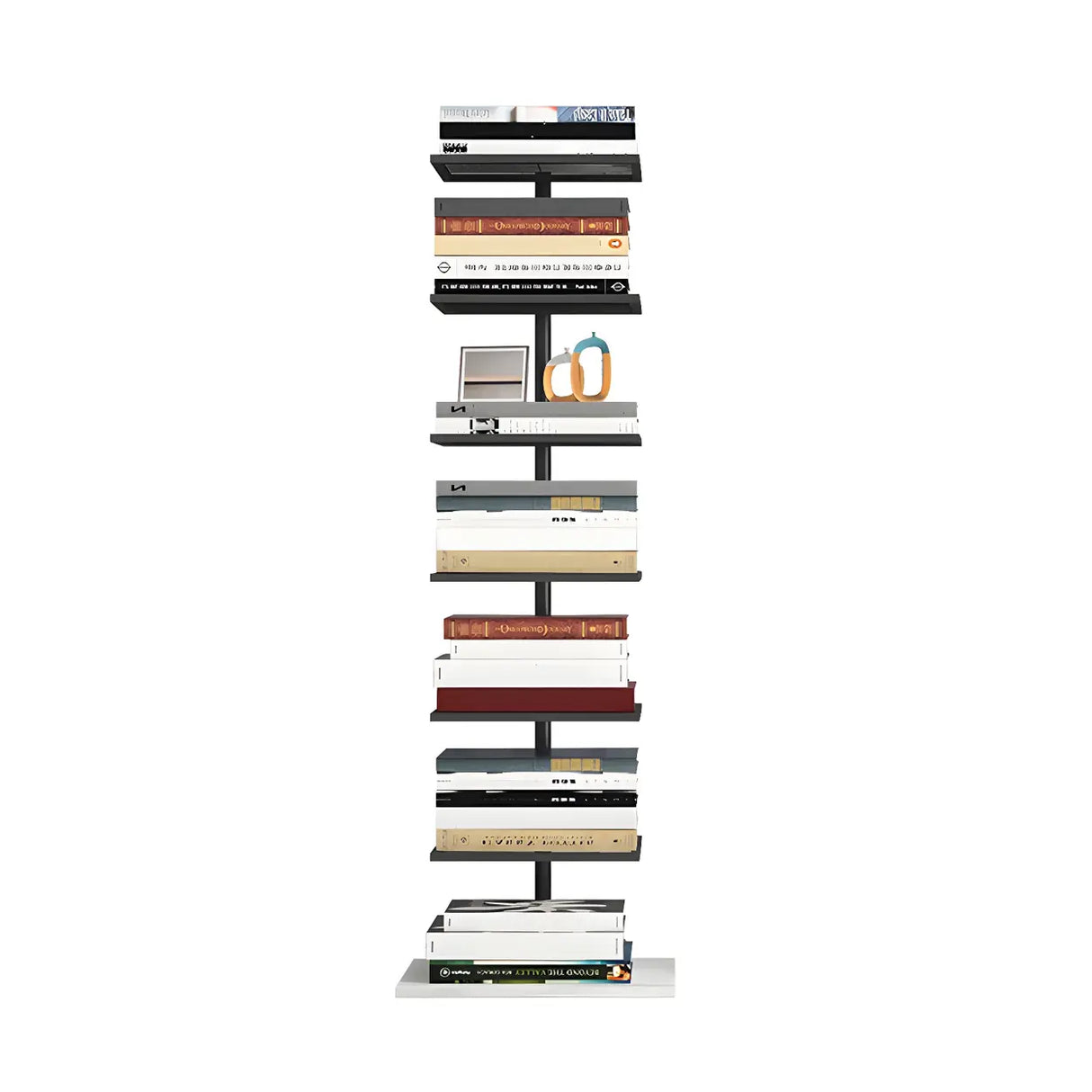 Minimalist Vertical Open Metal Spine Bookcase Black Image - 7