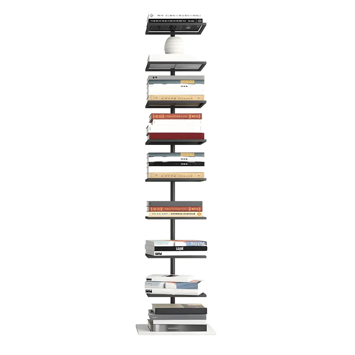 Minimalist Vertical Open Metal Spine Bookcase Black Image - 8