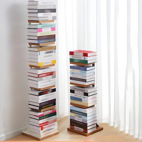 Minimalist Vertical Square Wood Tall Bookcase Brown Image - 1