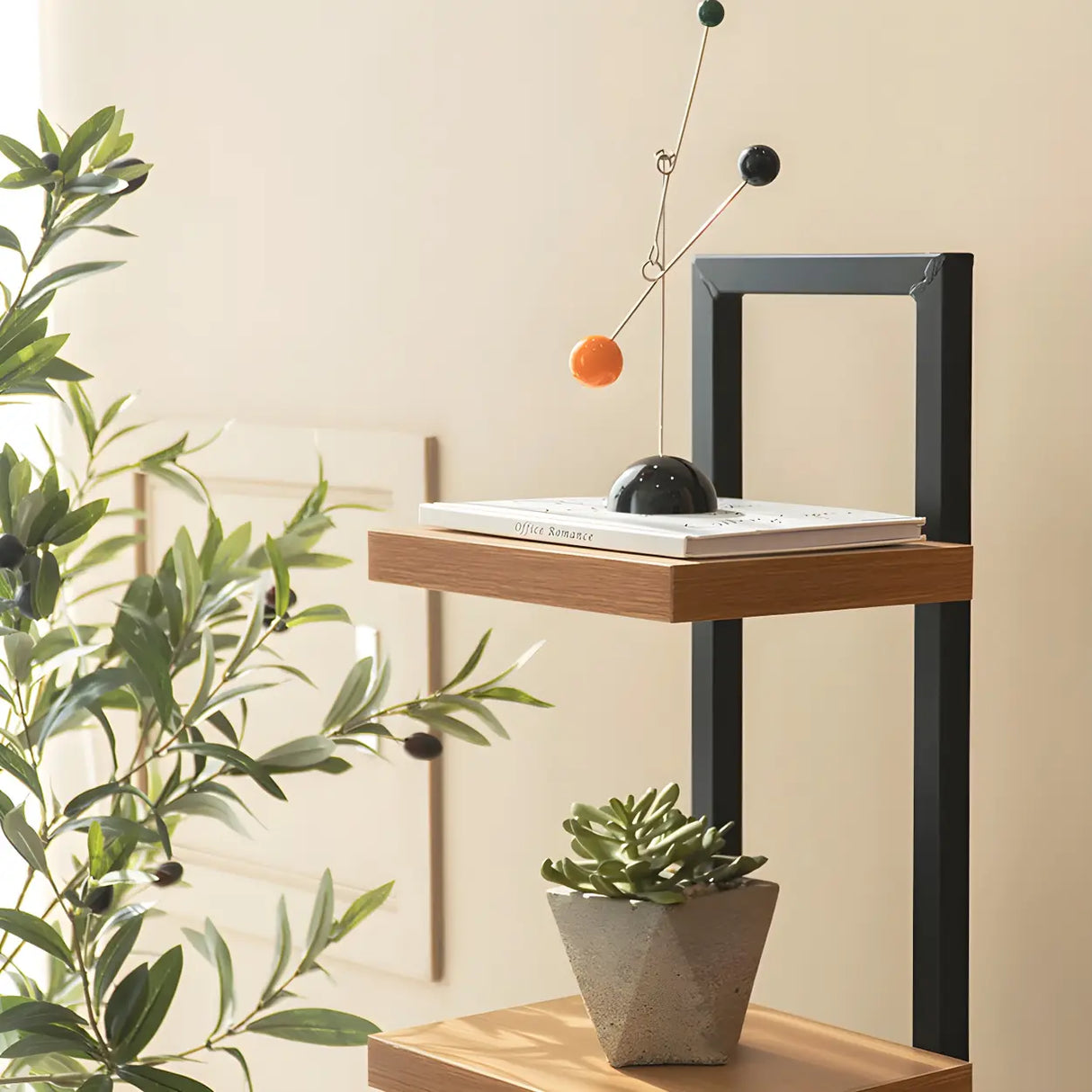 Minimalist Vertical Square Wood Tall Bookcase Brown Image - 11