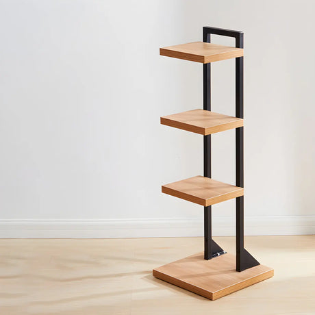 Minimalist Vertical Square Wood Tall Bookcase Brown Image - 2