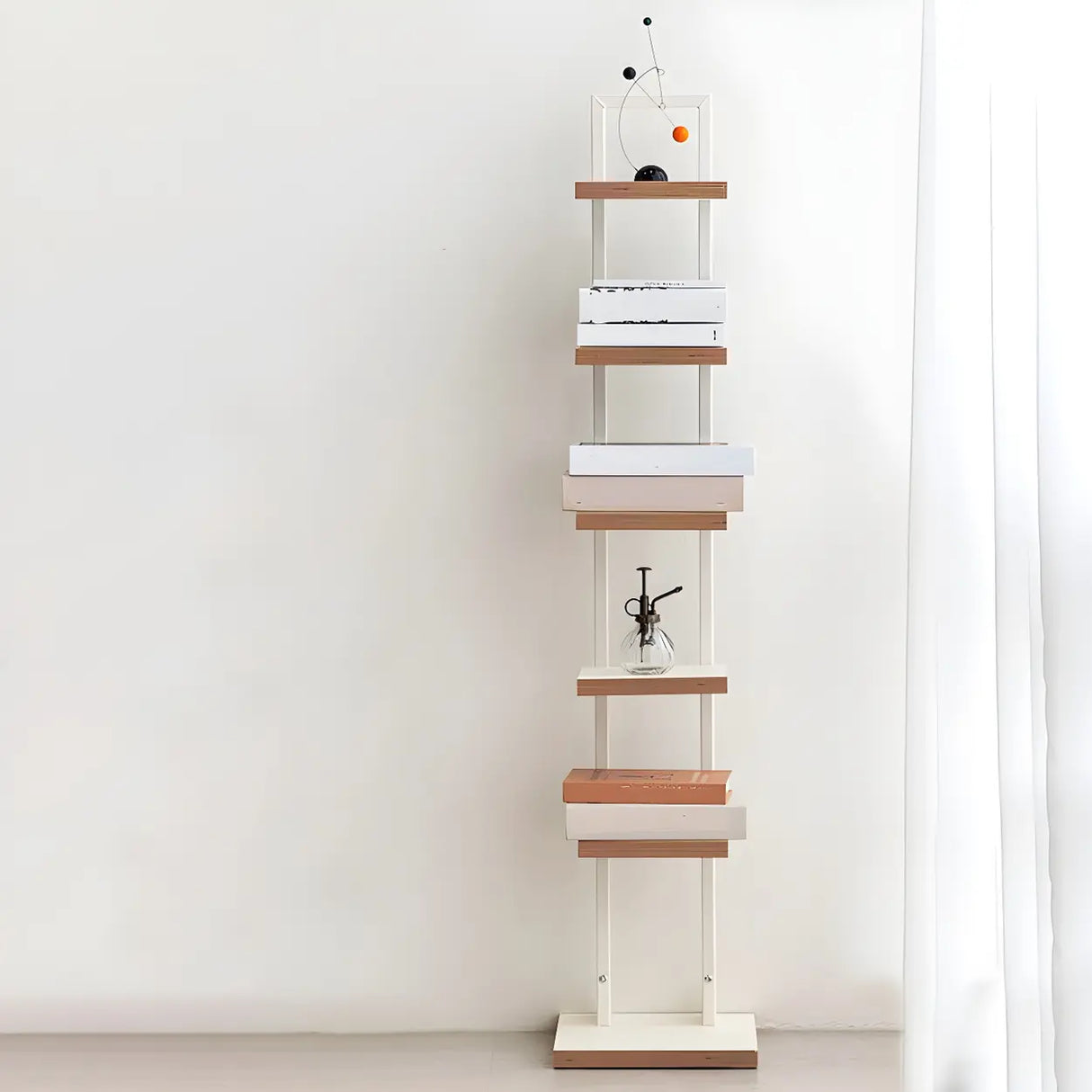 Minimalist Vertical Square Wood Tall Bookcase Brown Image - 3