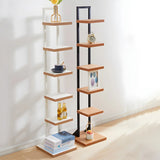 Minimalist Vertical Square Wood Tall Bookcase Brown Image - 6