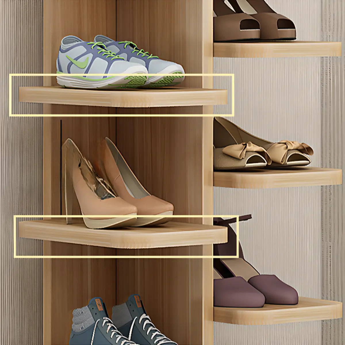 Minimalist Vertical Wooden White Entryway Shoe Rack Image - 10