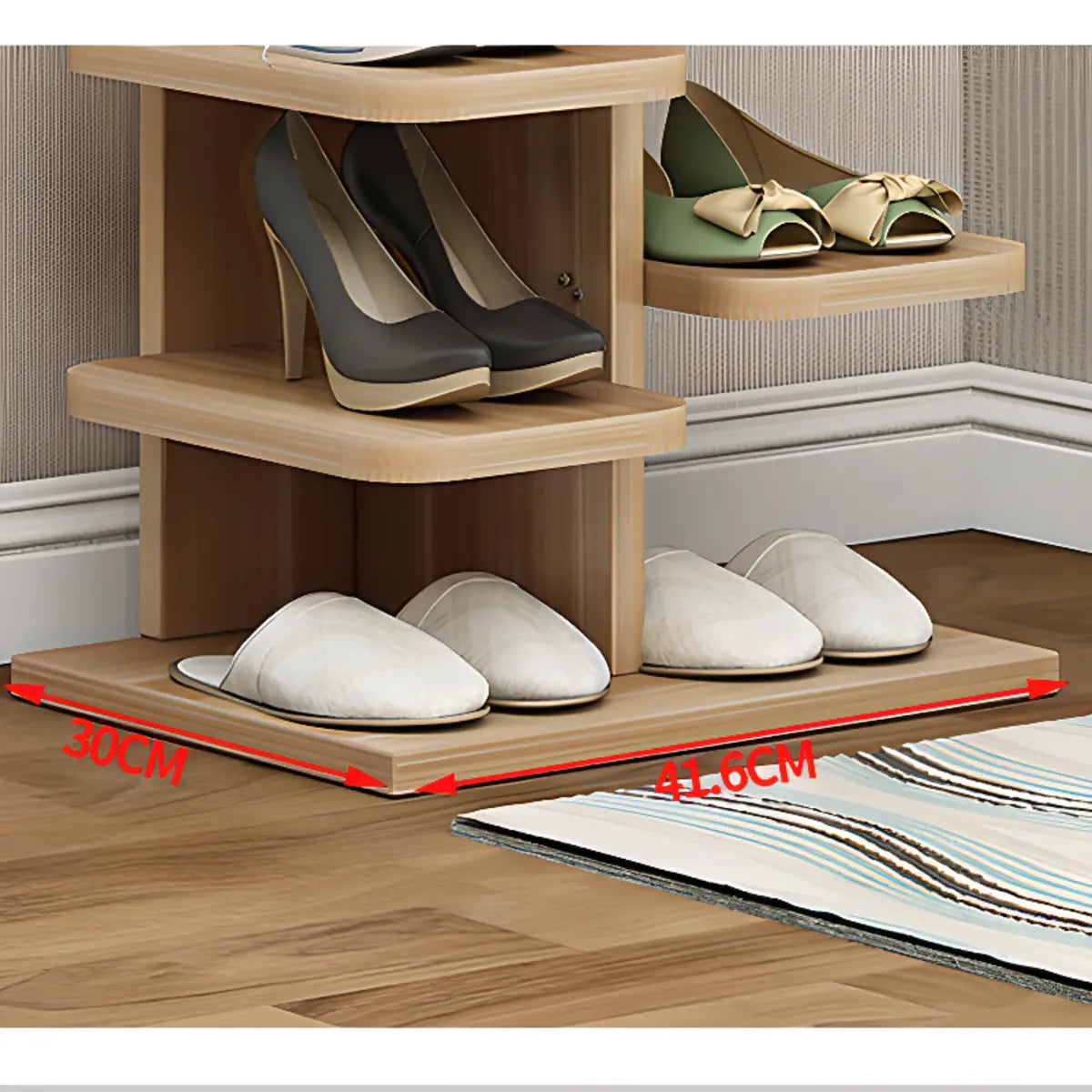 Minimalist Vertical Wooden White Entryway Shoe Rack Image - 12