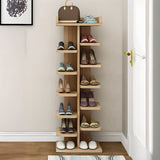 Minimalist Vertical Wooden White Entryway Shoe Rack Image - 17