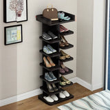 Minimalist Vertical Wooden White Entryway Shoe Rack Image - 19