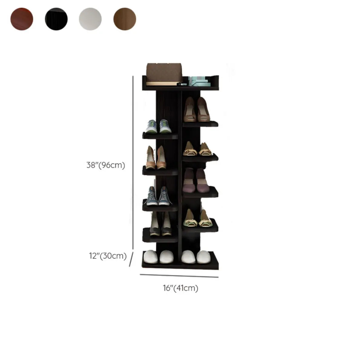 Minimalist Vertical Wooden White Entryway Shoe Rack Image - 25
