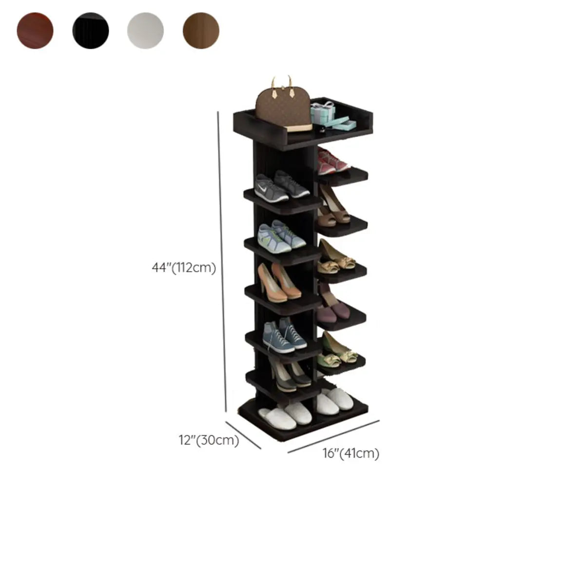 Minimalist Vertical Wooden White Entryway Shoe Rack Image - 26