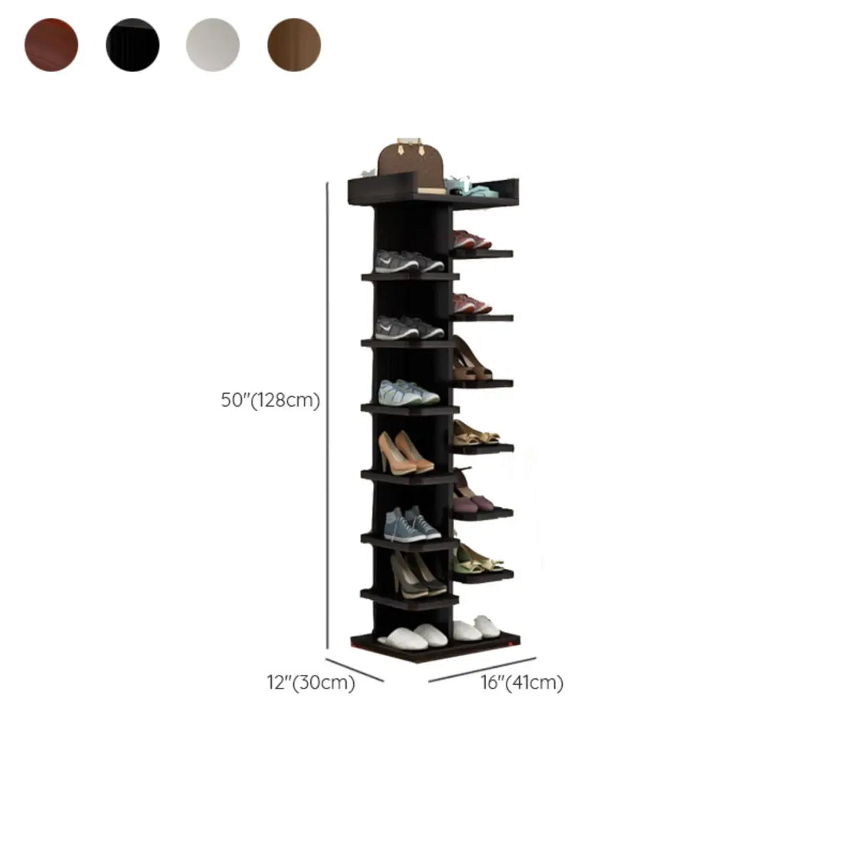 Minimalist Vertical Wooden White Entryway Shoe Rack Image - 27