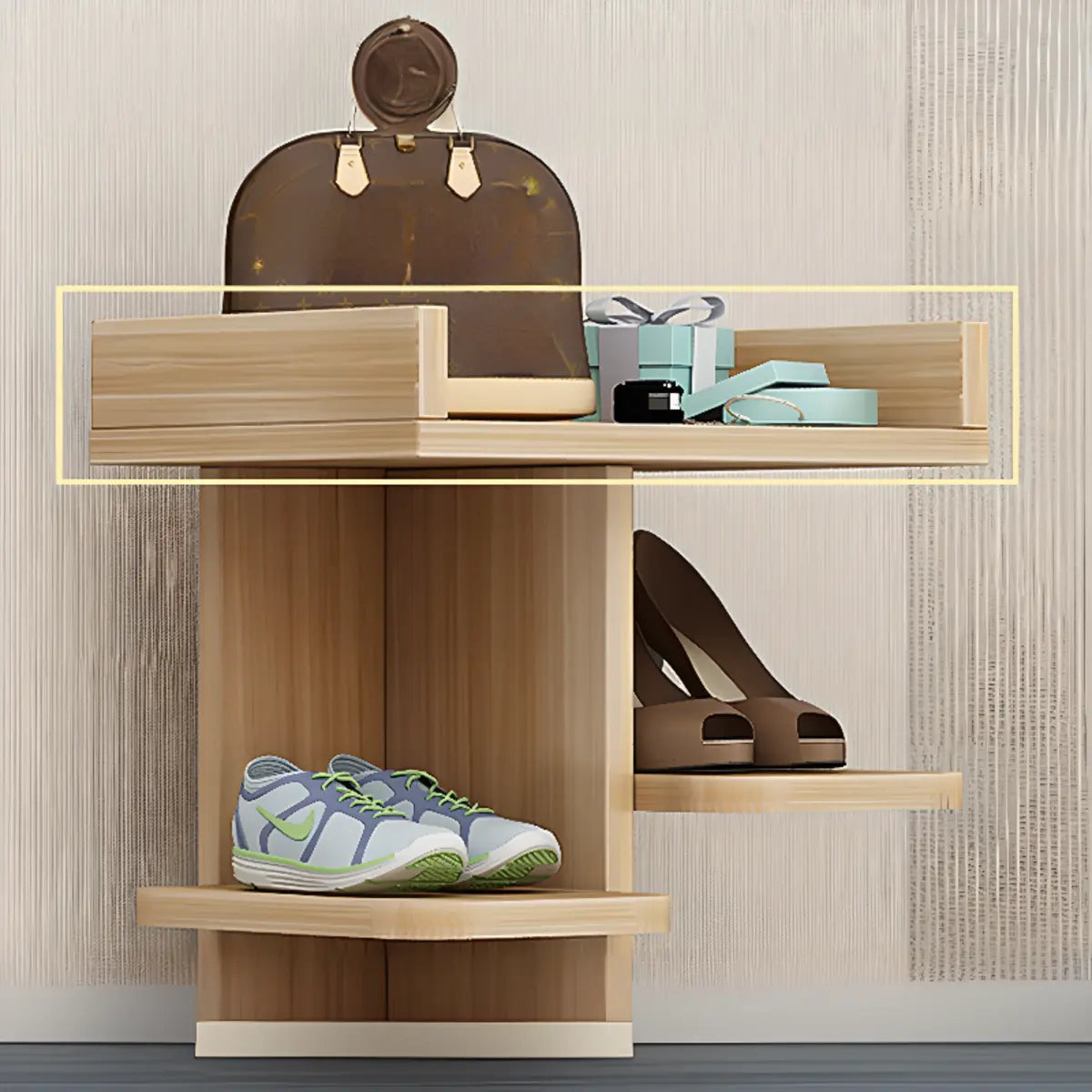 Minimalist Vertical Wooden White Entryway Shoe Rack Image - 8