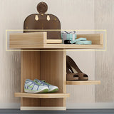 Minimalist Vertical Wooden White Entryway Shoe Rack Image - 8
