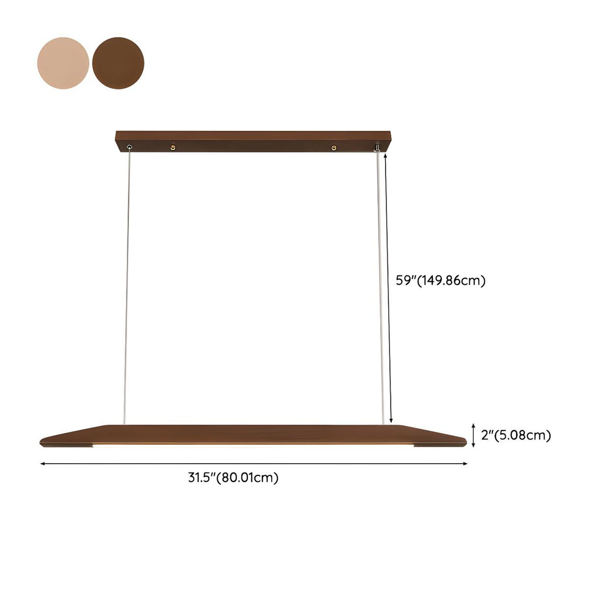 Minimalist Walnut Wooden Linear Island Pendant Light 