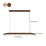 Minimalist Walnut Wooden Linear Island Pendant Light #size