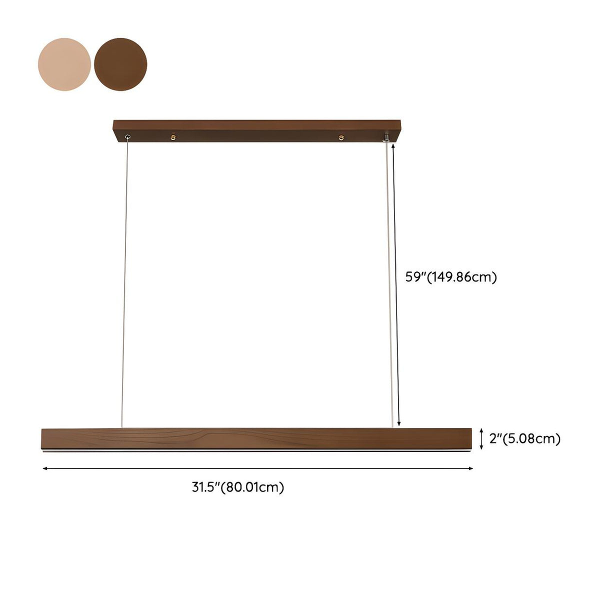 Minimalist Walnut Wooden Linear Island Pendant Light Image - 18