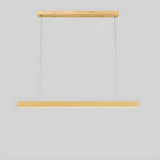 Minimalist Walnut Wooden Linear Island Pendant Light Image - 3