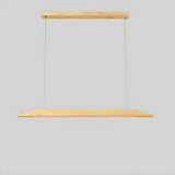 Minimalist Walnut Wooden Linear Island Pendant Light Image - 5