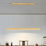Minimalist Walnut Wooden Linear Island Pendant Light Image - 8