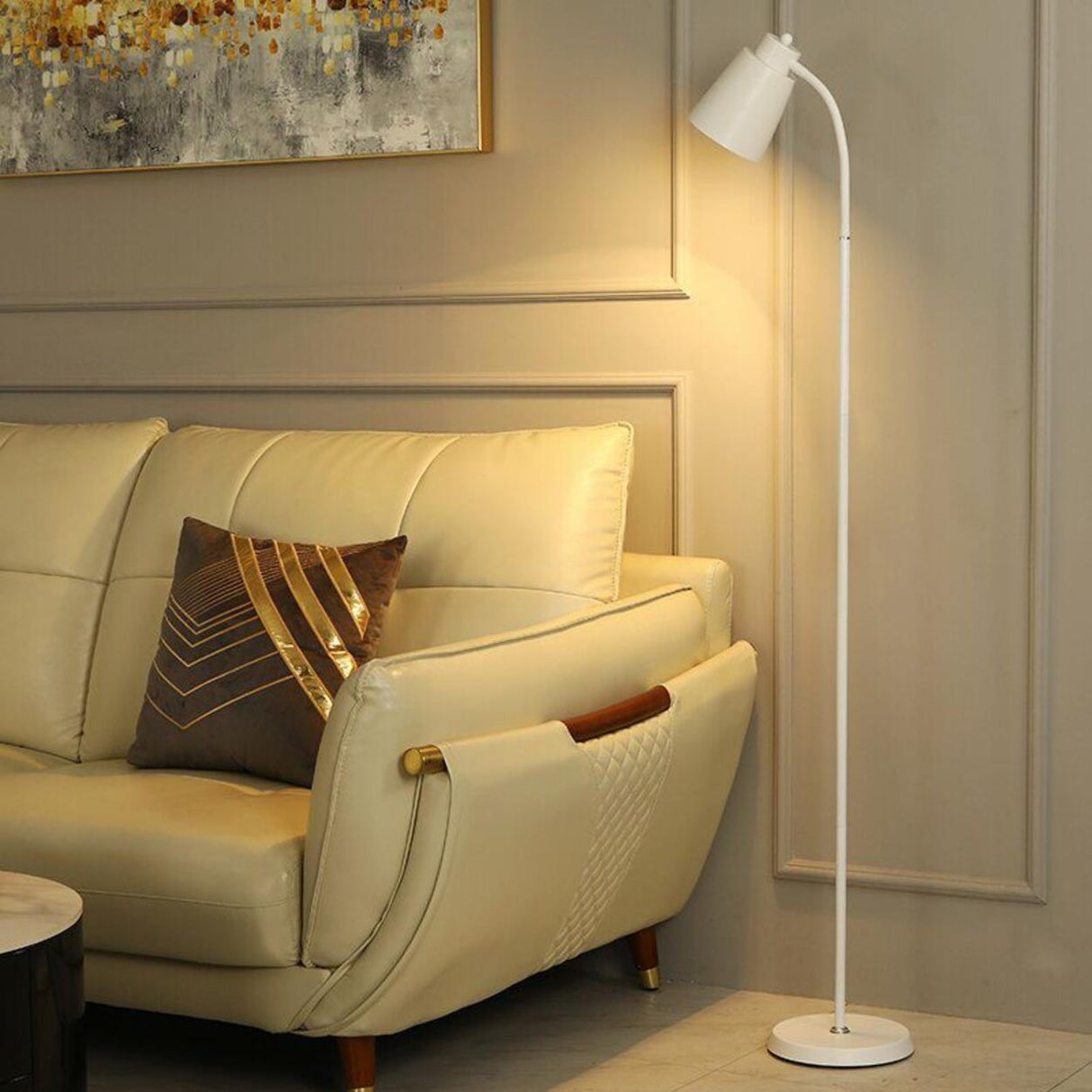 Minimalist White Cone Metal Living Room Floor Lamp Image - 3