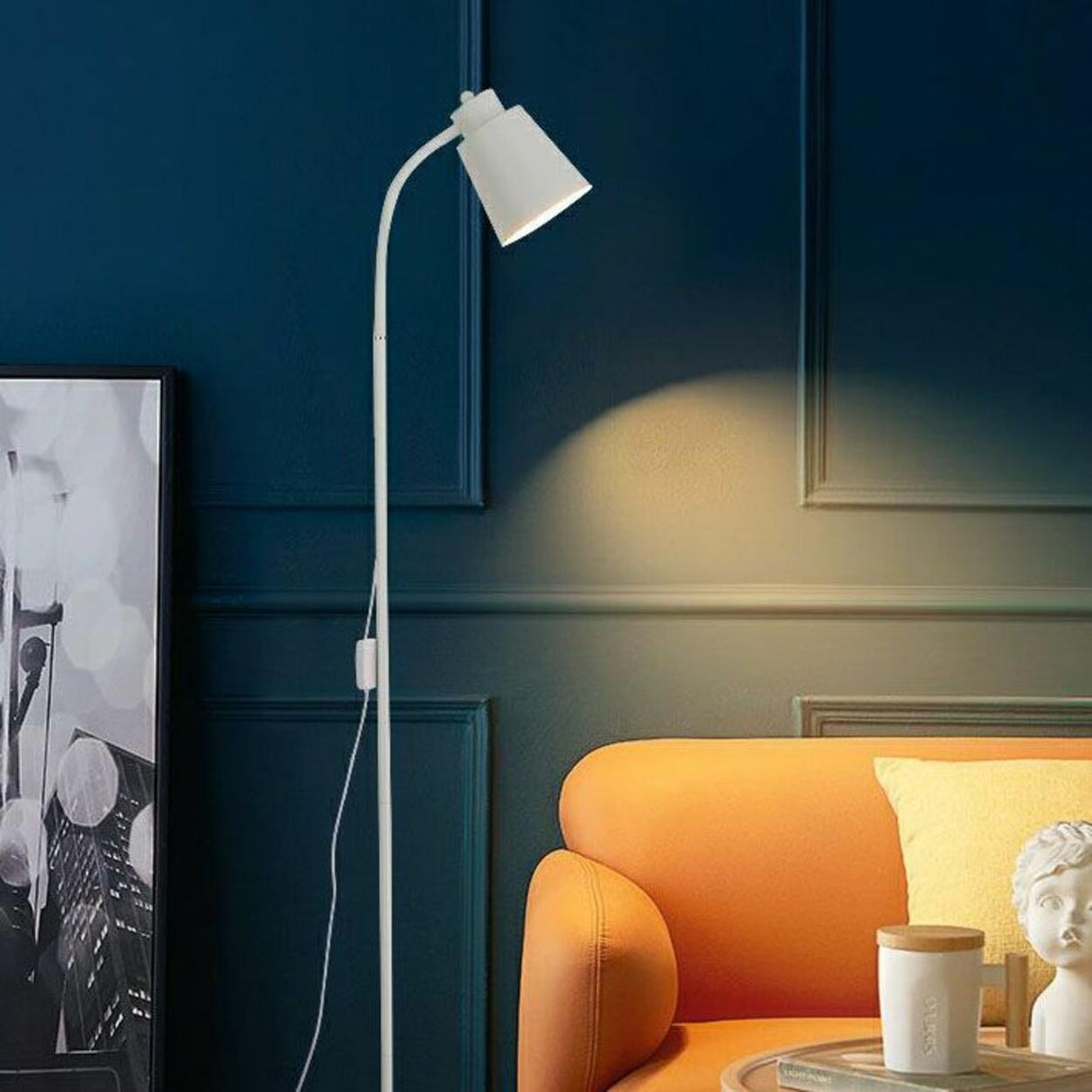 Minimalist White Cone Metal Living Room Floor Lamp Image - 4