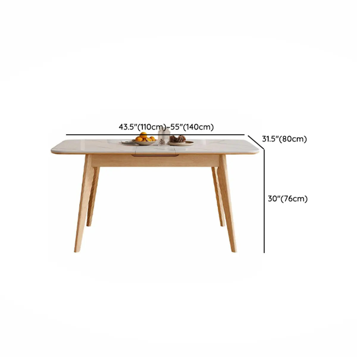 Minimalist White Extendable Rectangle Wood Dining Table 