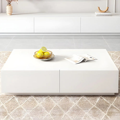 Minimalist White Finish Wooden TV Stand with Drawers Image - 5