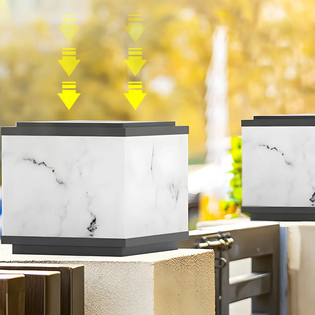 Minimalist White Geometric Cube Outdoor Table Lamp Image - 12