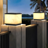 Minimalist White Geometric Cube Outdoor Table Lamp Image - 14