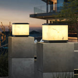 Minimalist White Geometric Cube Outdoor Table Lamp Image - 15
