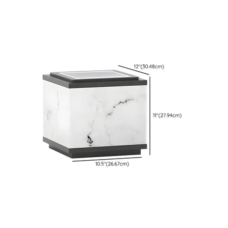Minimalist White Geometric Cube Outdoor Table Lamp Image - 19