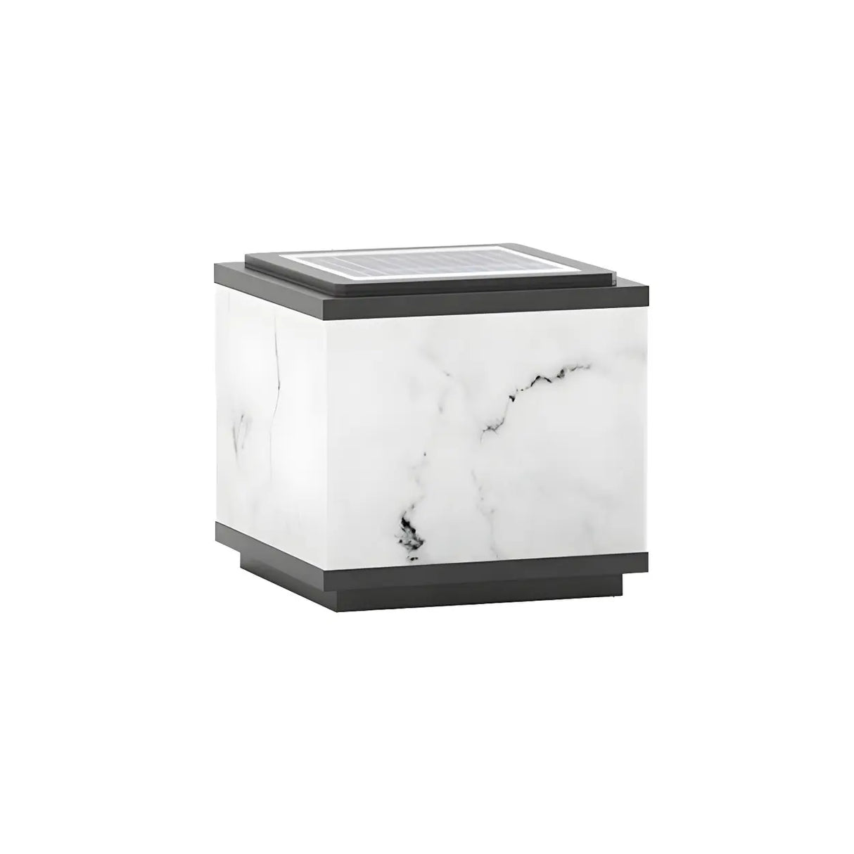 Minimalist White Geometric Cube Outdoor Table Lamp Image - 2