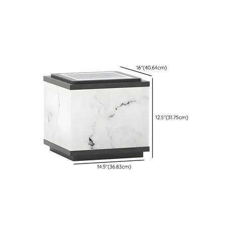 Minimalist White Geometric Cube Outdoor Table Lamp Image - 20