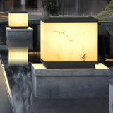 Minimalist White Geometric Cube Outdoor Table Lamp Image - 5