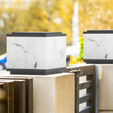 Minimalist White Geometric Cube Outdoor Table Lamp Image - 6
