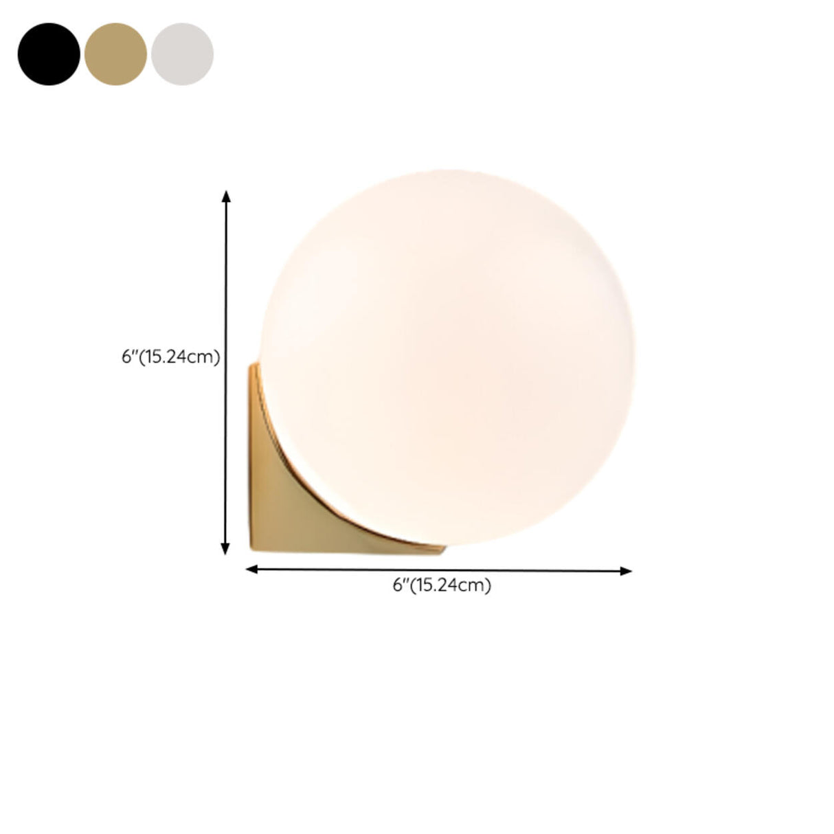 Minimalist White Glass Globe Bedroom Wall Sconce 