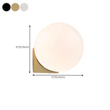 Minimalist White Glass Globe Bedroom Wall Sconce #size