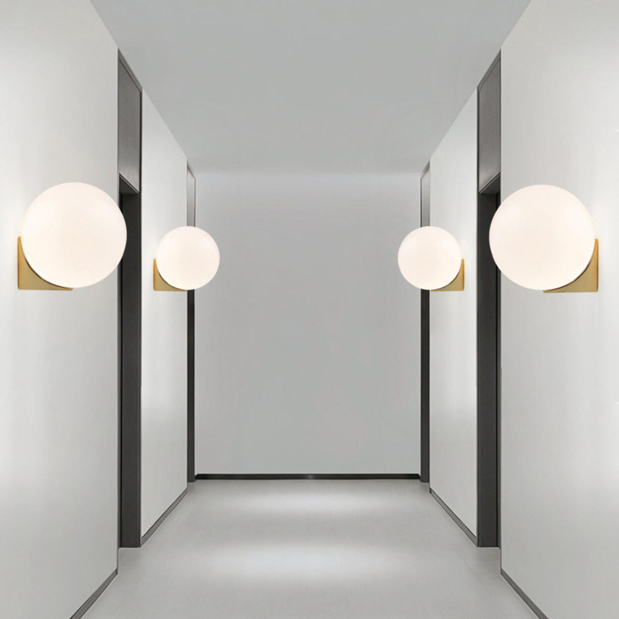 Minimalist White Glass Globe Bedroom Wall Sconce Image - 5