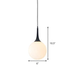 Minimalist White Globe-Shaped Glass Pendant Light #size