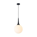 Minimalist White Globe-Shaped Glass Pendant Light Image - 5
