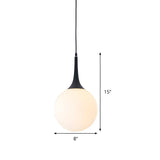 Minimalist White Globe-Shaped Glass Pendant Light Image - 7