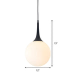 Minimalist White Globe-Shaped Glass Pendant Light Image - 8