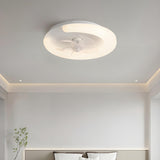 Minimalist White Ring Flush LED Ceiling Fan with Light Image - 12