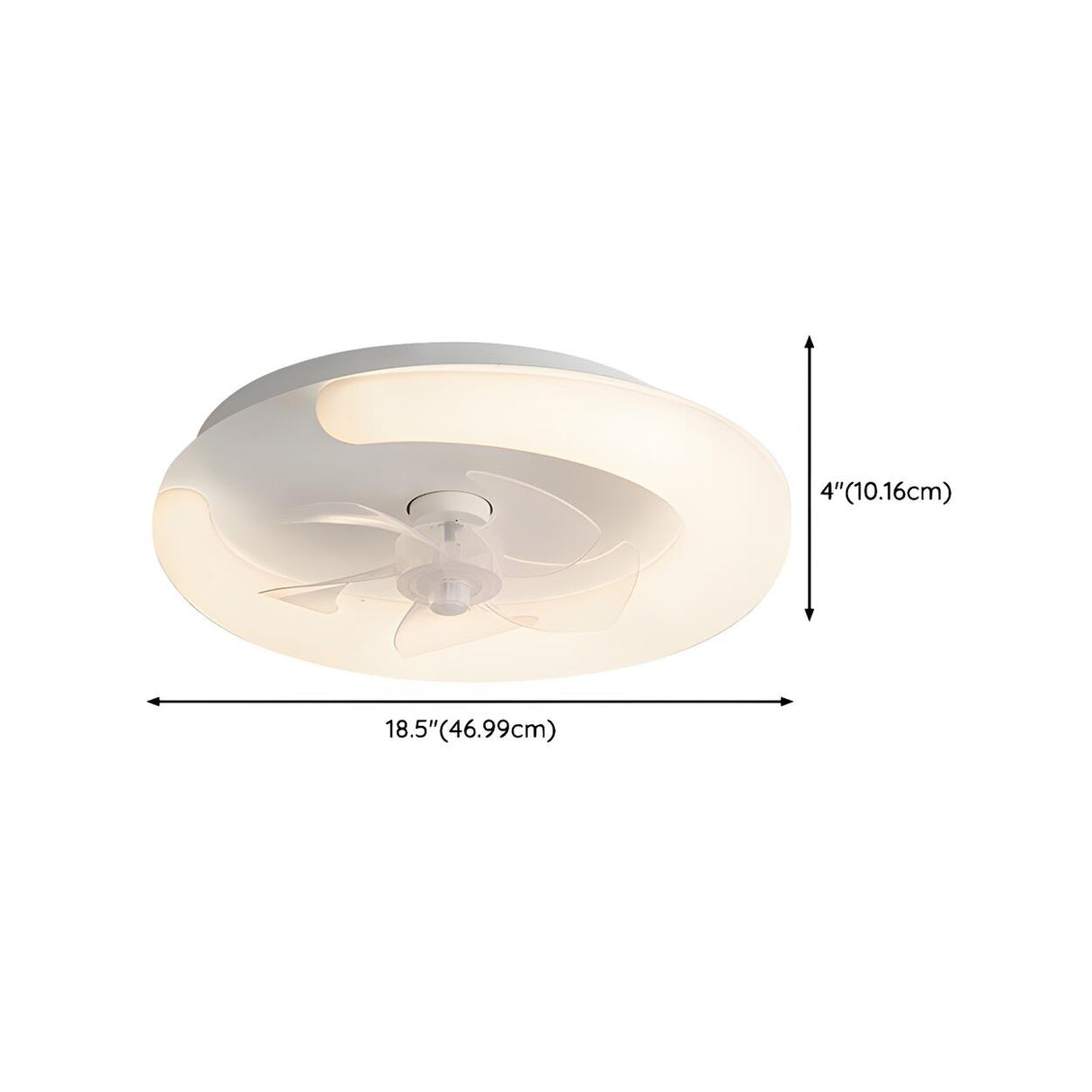 Minimalist White Ring Flush LED Ceiling Fan with Light 