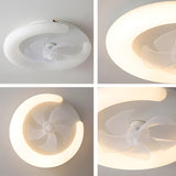 Minimalist White Ring Flush LED Ceiling Fan with Light Image - 9