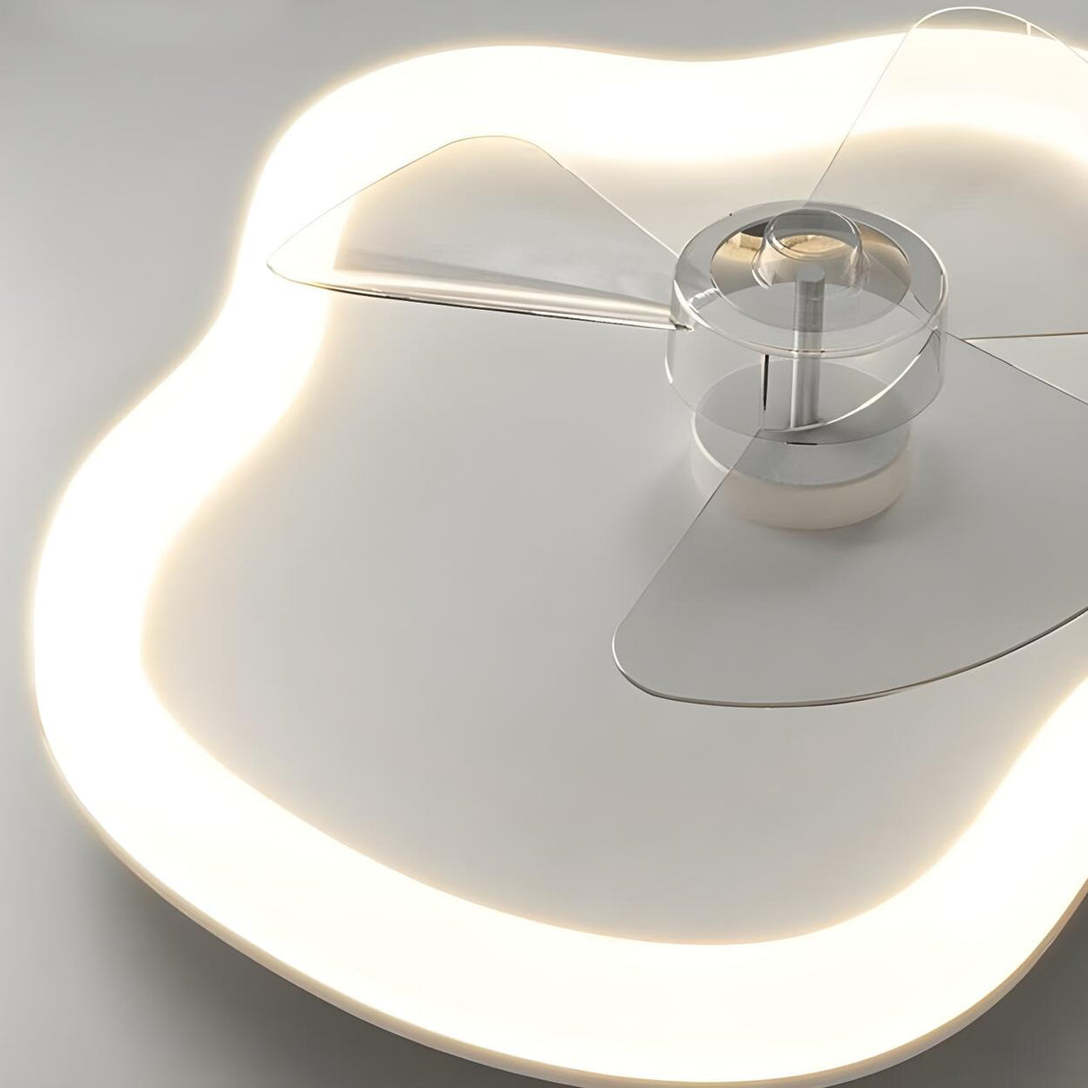 Minimalist White Round Flush Ceiling Fan with LED Light Image - 12