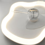 Minimalist White Round Flush Ceiling Fan with LED Light Image - 12