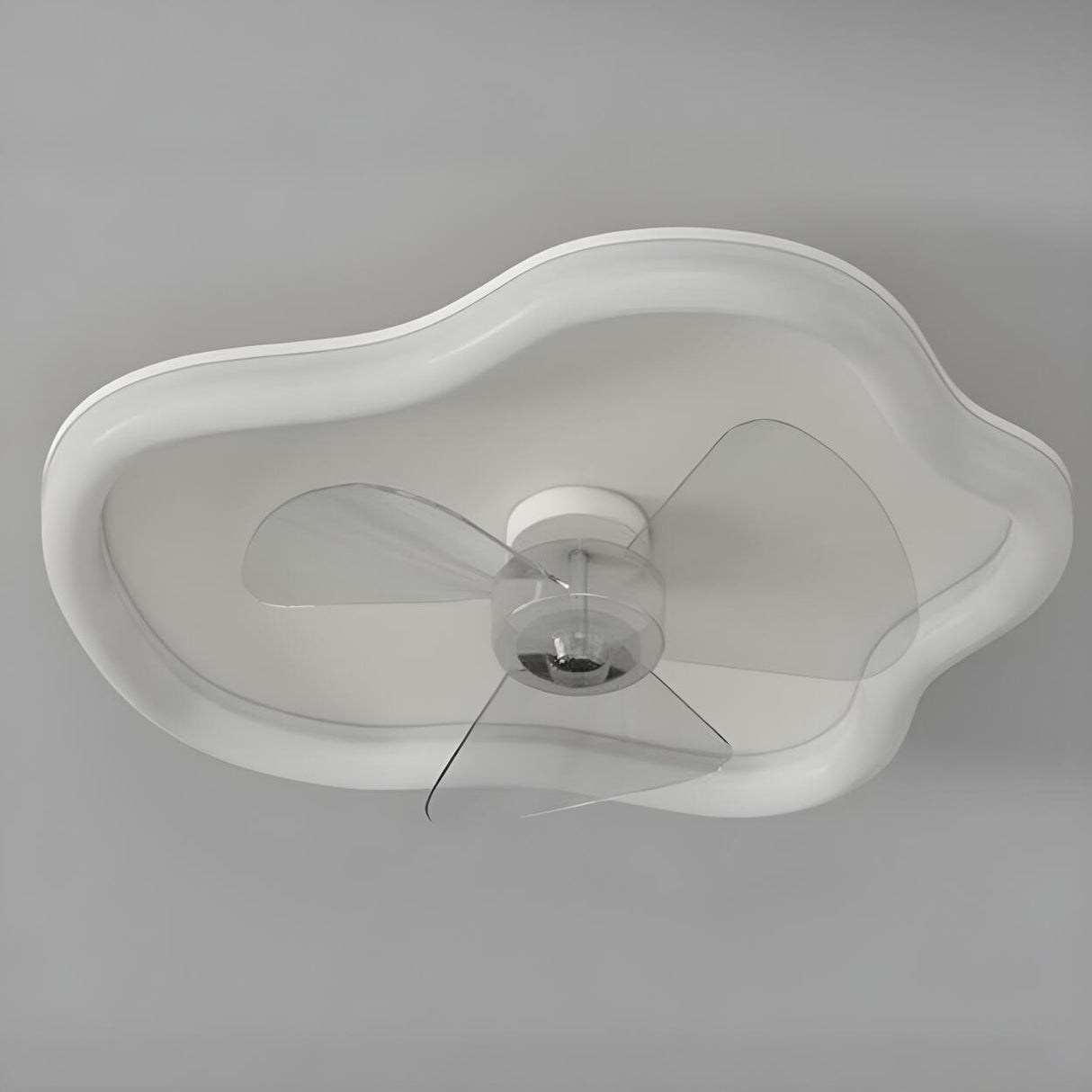 Minimalist White Round Flush Ceiling Fan with LED Light Image - 13