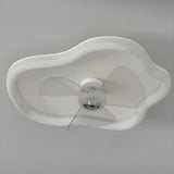 Minimalist White Round Flush Ceiling Fan with LED Light Image - 13