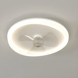 Minimalist White Round Flush Ceiling Fan with LED Light Image - 3