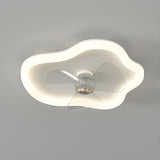 Minimalist White Round Flush Ceiling Fan with LED Light Image - 5